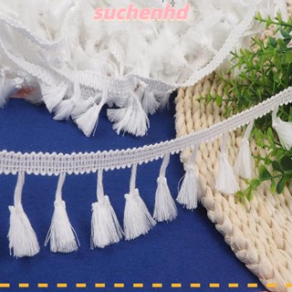 Suchenhd ขอบพู่ ผ้าฝ้าย แต่งขอบลูกไม้ สีขาว DIY