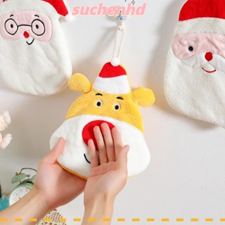 Suchenhd ผ้าขนหนู ผ้ากํามะหยี่ ลายซานตาคลอส สีแดง ของขวัญปีใหม่ สําหรับผู้หญิง