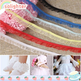 Solighter ริบบิ้นลูกไม้ ชุบผ้า หลากสี สําหรับตกแต่งเสื้อผ้าตุ๊กตา Diy