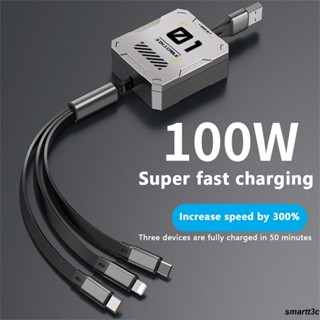 พร้อม 6A Super Fast CHARGING Telescopic 3in1 Data CABLE หนึ่งดึงสาม Fasts สายชาร์จลมสายชาร์จเร็วสายชาร์จแบบพกพาอุปกรณ์เสริมโทรศัพท์สายชาร์จ