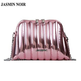 Jasmin NOIR กระเป๋าสะพายข้าง หนังเทียม ลายทาง แต่งสายโซ่ ขนาดเล็ก สําหรับผู้หญิง