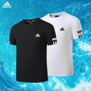 Adidas ของแท้ 100% เสื้อยืดแขนสั้น ผ้าเรยอน ปักลายโลโก้ ทรงหลวม แห้งเร็ว พลัสไซซ์ แฟชั่นฤดูร้อน สําหรับผู้ชาย