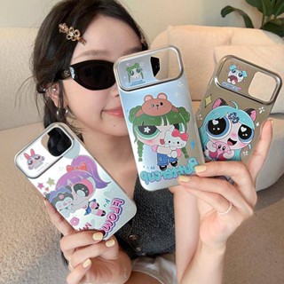 เคสโทรศัพท์มือถือ กันตก ป้องกัน ลายการ์ตูน Powerpuff Girls น่ารัก สองด้าน สําหรับ iPhone 15 pro max 14 pro 13 pro max 12 pro 11