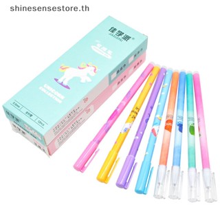 Shine ปากกาเจลลบได้ ลายยูนิคอร์น 0.5 มม. สีฟ้า ดํา ด้ามจับซักได้ สําหรับโรงเรียน สํานักงาน 4 ชิ้น ต่อชุด