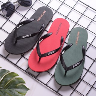 [พร้อมส่ง] _ รองเท้าแตะ ยาง กันลื่น แนวตรง แฟชั่นฤดูร้อน สําหรับผู้ชาย