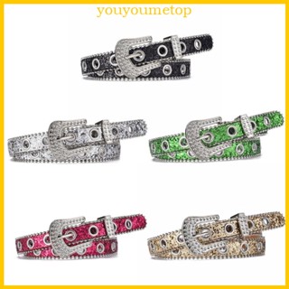 Youyo Bling Bling คาวบอย เข็มขัดเอว กางเกงยีน กระโปรง ประดับพลอยเทียม สําหรับวัยรุ่น