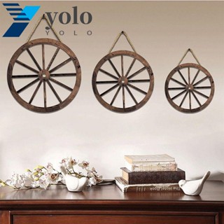 Yolo จี้ล้อไม้ อเนกประสงค์ พร้อมเชือกแขวน แฮนด์เมด DIY สําหรับแขวนตกแต่งผนัง 3 ชิ้น ต่อชุด