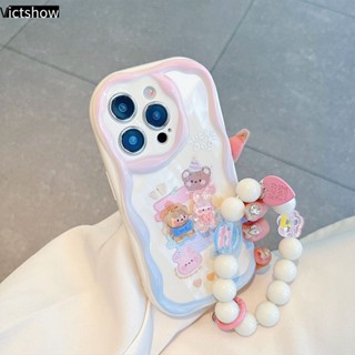 เคสโทรศัพท์มือถือ TPU ลายกราฟฟิตี้หมี กระต่าย 3D ขอบโค้ง พร้อมสร้อยข้อมือ สําหรับ Infinix Hot 8 9 20 12 30 10 11 Play 8 Lite 9 PRO 11 Plus 10 Lite 20i 30i Note 12 PRO 12