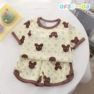 🎈👦🏻Newเสื้อยืดแขนสั้น+กางเกงขาสั้น แฟชั่นฤดูร้อน ผ้าเรยอน สําหรับเด็กผู้ชายและเด็กผู้หญิง👧🏻