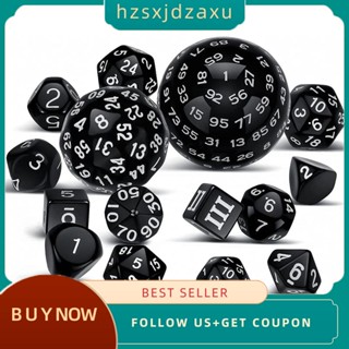 【hzsxjdzaxu】ชุดลูกเต๋า หลายด้าน DND D3-D100 RPG ทรงกลม 100 ด้าน สําหรับเล่นเกมโต๊ะ 15 ชิ้น