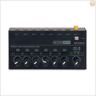 Mini Audio Mixer Stereo Line Mixer for Sub-Mixing - Ultra Low-Noise 6-Channel Mixer for Guitars, Bass, Keyboards - Stage Essential