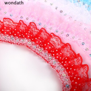 Wonda ริบบิ้นลูกไม้ โพลีเอสเตอร์ สีแดง สีชมพู 10 หลา สําหรับเย็บผ้า DIY