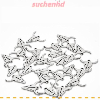 Suchenhd สร้อยข้อเท้าสเตนเลส จี้รูปวัวน่ารัก สีเงิน 0.55*0.55 นิ้ว 30 ชิ้น