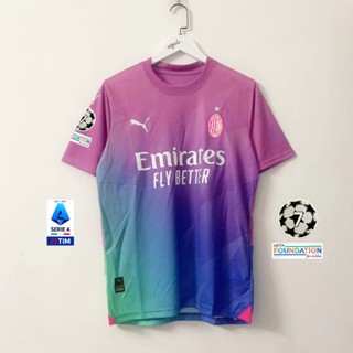 เสื้อกีฬาแขนสั้น ลายทีมชาติฟุตบอลชั้นนํา 23 24 AC Milan 3rd