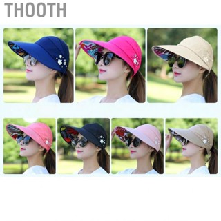 Thooth Sun Visor Hat Large Brim Summer UV Protection Cotton Foldable Lightweight Beach Cap for Women