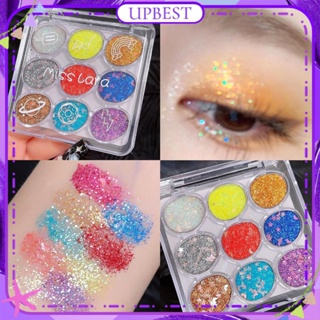 ♕ Miss Lara 9 Color Eyeshadow Plate Fine Glitter Large Sequins Shining Gel Eye Shadow Easy To Color Long Lasting Eye Makeup 3 แบบ UPBEST