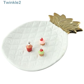 Twinkle ที่วางช้อน เซรามิค ลายสับปะรด สีขาว ขนาด 7.6 X 5.2 นิ้ว สําหรับตกแต่งห้องครัว