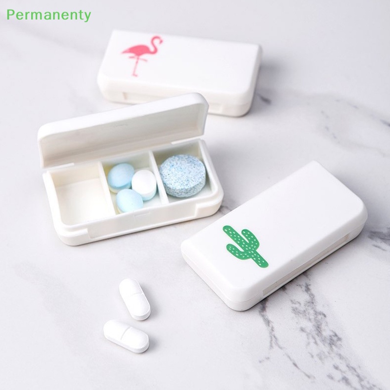 Permanenty 3 ช่อง มินิ ตลับยา พลาสติก เดินทาง ยา กล่องน่ารัก ขนาดเล็ก แท็บเล็ต จัดเก็บยา ที่ใส่ยา กล่องคอนเทนเนอร์ กล่องสินค้าดี