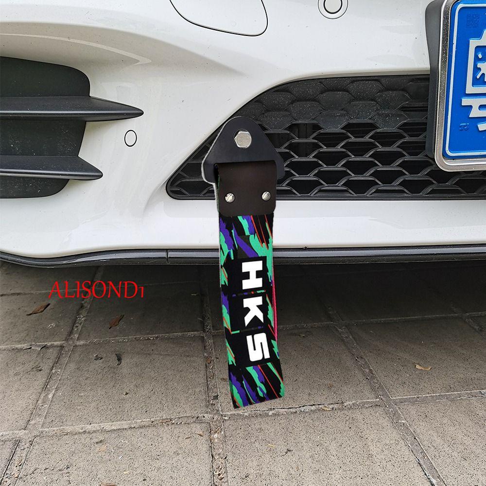 Alisond1 เชือกลากจูงอัตโนมัติ เชือกไนล่อน พร้อมสายรัดรถพ่วง คุณภาพสูง สไตล์ JDM ตกแต่งเชือกลากจูง หลายสี