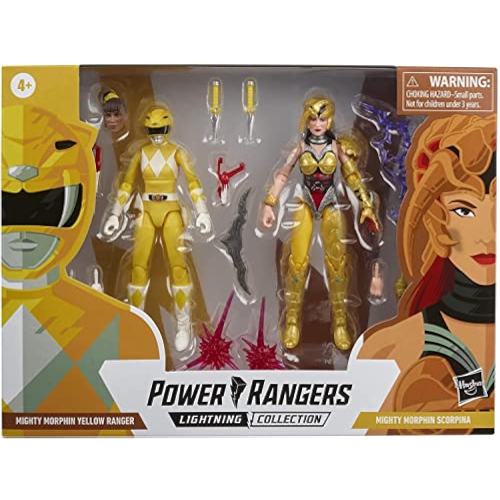 Hasbro ฟิกเกอร์ Lightning Collection 6 นิ้ว "Mighty Morphin" Yellow Ranger &amp; Scorpina / Power Rangers Mighty Morphin Yellow Ranger Vs Scorpina Super Sentai ไดโนเสาร์ต่างประเทศ 2 แพ็ค
