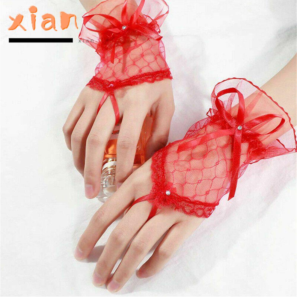 Xianen ถุงมือคอสเพลย์ ลูกไม้ เจ้าสาว ไร้นิ้ว