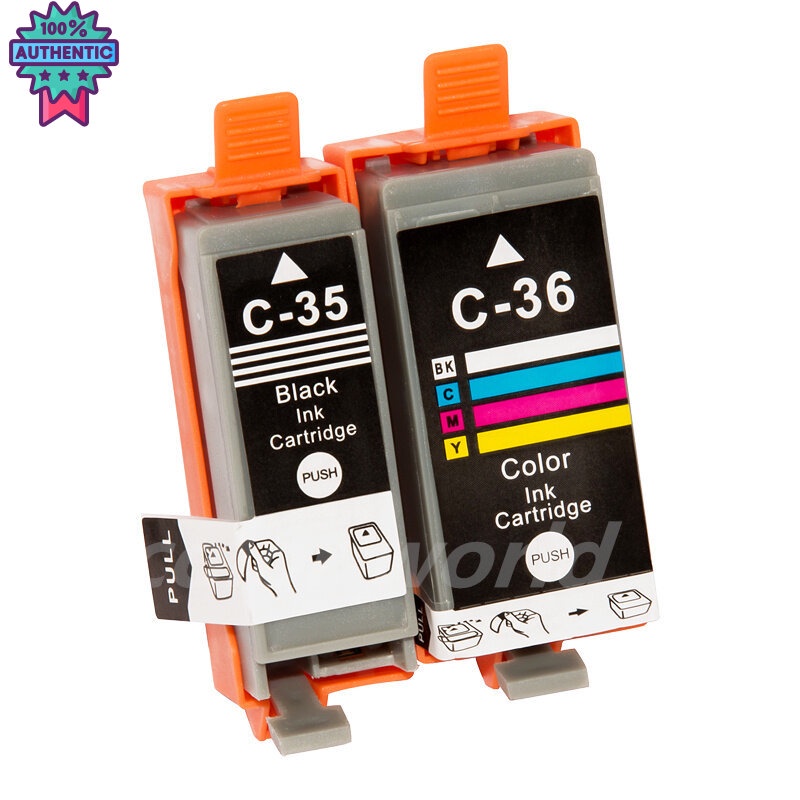 2 Pack PGI-35 BK CLI-36 C Ink for Canon Full Combo Set Print Cartridge PGI35 Black  35 BK  + CLI36 T