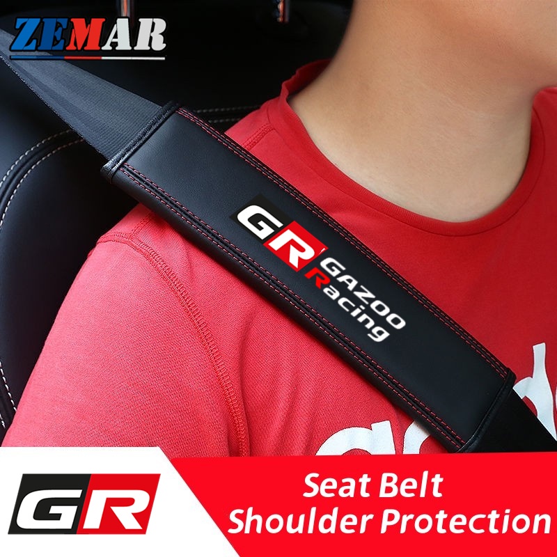 ปลอกหุ้มเข็มขัดนิรภัยรถยนต์ แบบหนัง สําหรับ Toyota Prius Fortuner Corolla Cross CHR Camry Wish Vios Veloz Estima Sienta Yaris Ativ Altis Sienta bZ4X Hiace Hilux Revo 2 ชิ้น