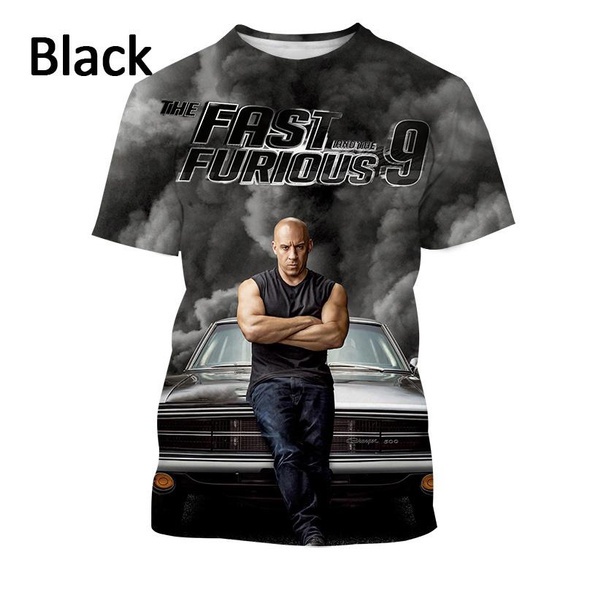 ฤดูร้อนล่าสุด Fast And Furious 3D พิมพ์เสื้อยืดแฟชั่นสบายๆภาพยนตร์ unisex เสื้อบุคลิกภาพแข่ง hip-hop slim รอบคอเสื้อแขนสั้น
