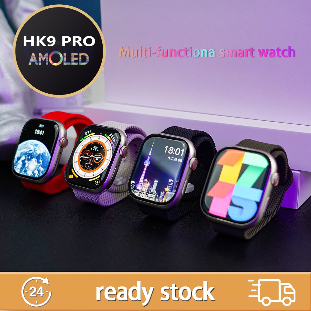 2023 ใหม่AMOLED HK9 Proสมาร์ทนาฬิกาสําหรับผู้ชายผู้หญิงเข็มทิศ 2.02′′′ กีฬาSmartwatchสําหรับAndroid 