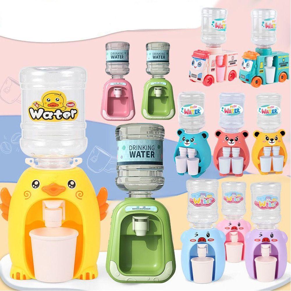WEETTO ตู้ทําน้ําขนาดเล็ก,อุปกรณ์ประกอบฉากคอสเพลย์ดื่มน้ําขวดปั๊ม,น่ารักมือกดพลาสติกพร้อมถ้วยครัวของเล่นเด็ก