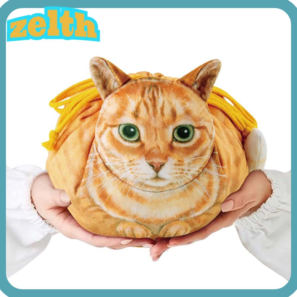 Zelth กระเป๋าเครื่องสําอาง รูปแมวน่ารัก แบบหูรูด สําหรับคนรักการแต่งหน้า เดินทาง