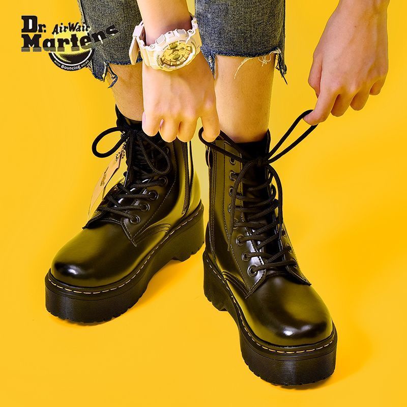 Dr. martens Platform รองเท้าผู้หญิง jadon รองเท้าแพลตฟอร์มหนังแท้แบบลําลอง