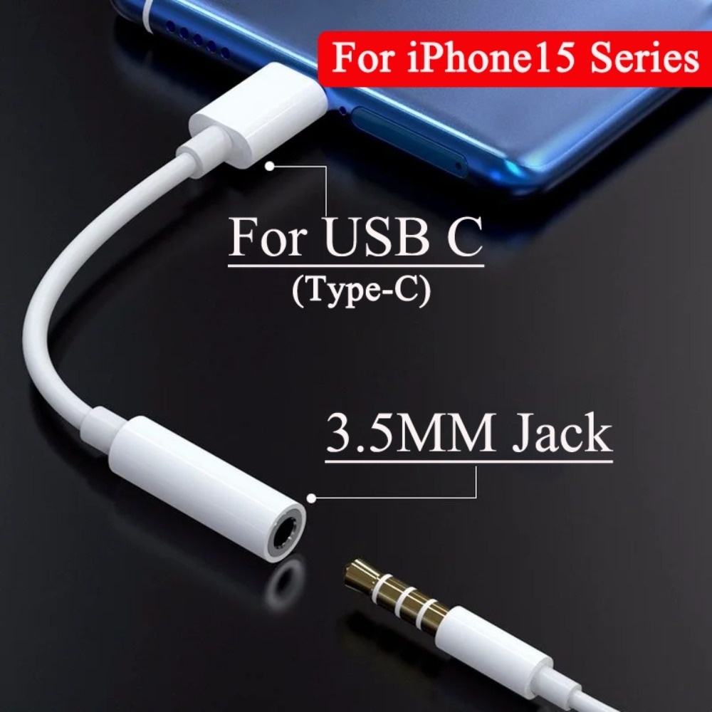 อะแดปเตอร์แจ็คเสียง USB Type C เป็น 3.5 มม. สําหรับ iPhone15 Series สายหูฟัง เชื่อมต่อโทรศัพท์มือถือ USBC เป็นสายหูฟัง