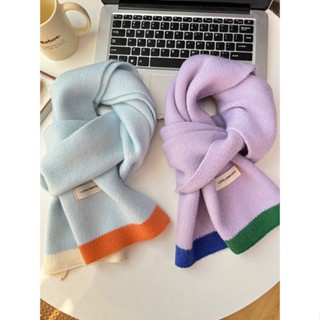 ผ้าพันคอ แบบหนา ให้ความอบอุ่น สีคอนทราสต์ แฟชั่นฤดูใบไม้ร่วง…