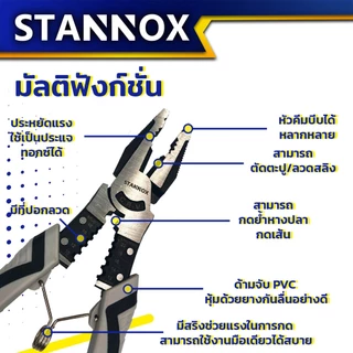คีมช่างอเนกประสงค์ STANNOX รุ่น PRO ขนาด 9 นิ้ว คีมปากจิ้งจก คีมปากจระเข้ คีมอเนกประสงค์ สำหรับงาน จับ ดัด ตัด งอ โค้ง