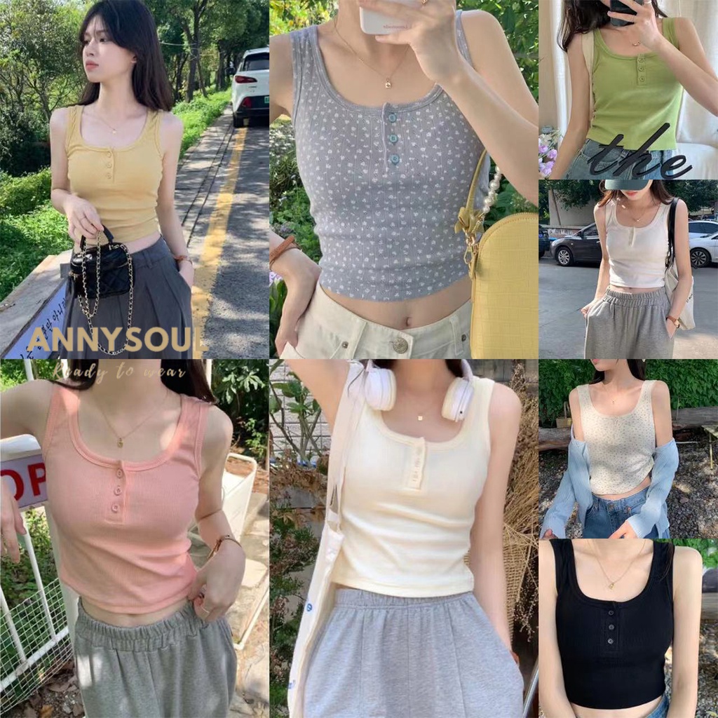 เสื้อกล้ามครอปครึ่งตัว ใส่หน้าร้อน มินิมอล