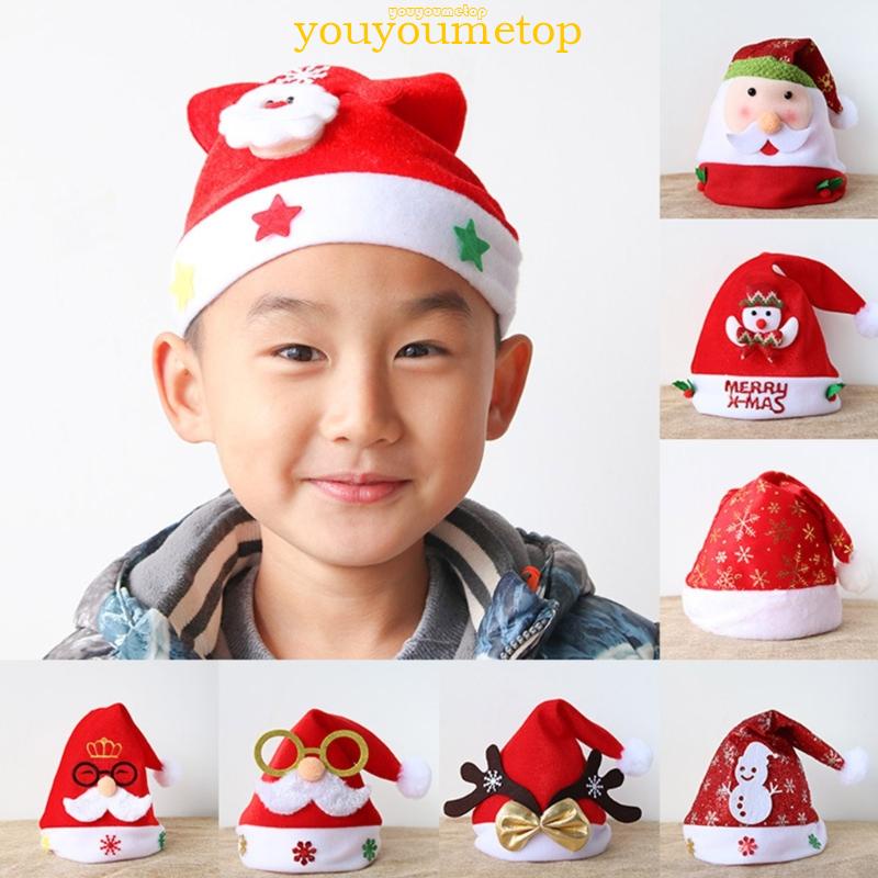 Youyo หมวกซานต้า ผ้ากํามะหยี่ ประดับปอมปอม เหมาะกับเทศกาลฤดูหนาว