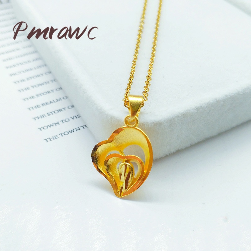Pmrwc | จี้หัวใจชุบทองแฟชั่นสร้อยคอหัวใจผู้หญิงเอฟเจ1177