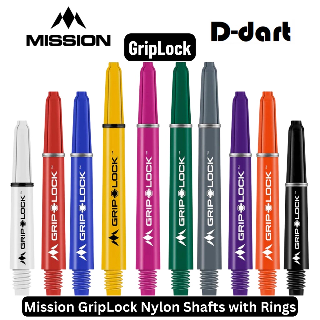 MISSION DART SHAFTS - 10 สี GripLock DART SHAFT/STEM 1 ชุด/3 SHAFTS