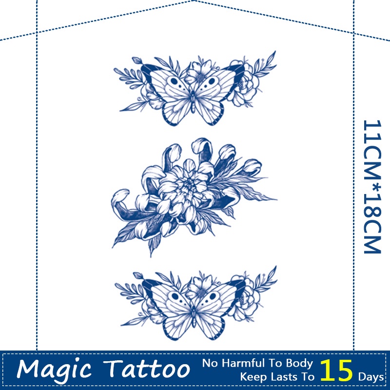 【WOOW MAGIC TATTOO】สติกเกอร์รอยสักชั่วคราว ลายผีเสื้อ กันน้ํา 15 วัน