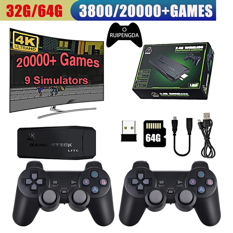M8 เครื่องเล่นเกม วิดีโอเกมคอนโซล 4K HD ในตัว 20000 เกม คอนโทรลเลอร์ไร้สาย TV Game Stick Retro Handheld Game Player