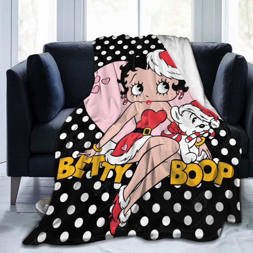 【พร้อมส่ง】ผ้าห่ม ผ้าไมโครฟลีซ ผ้าสักหลาด แบบนุ่มพิเศษ ลาย Betty Boop