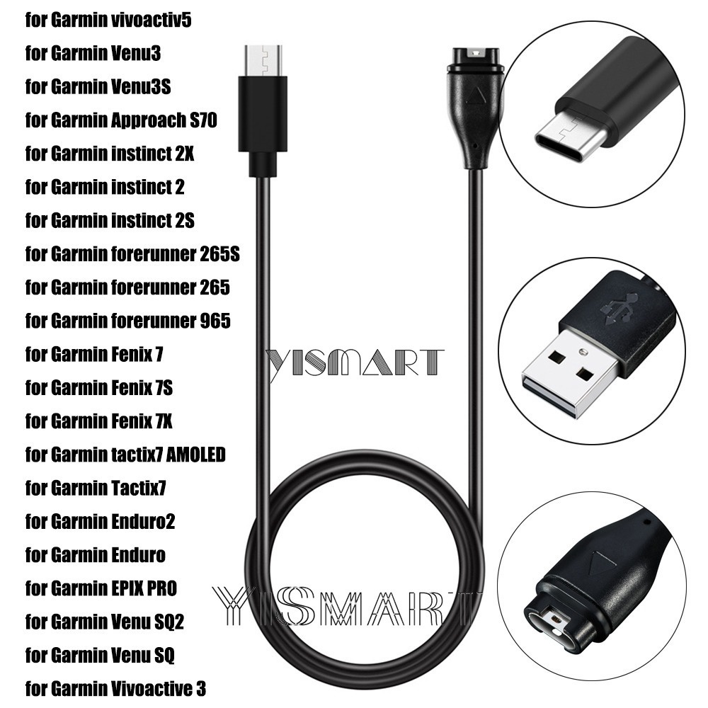สายชาร์จ USB สําหรับ Garmin Venu 3 3S Fenix 7 6 5 Garmin Vivoactive 5 4 3 Forerunner 965 Instinct 2 EPIX Approach S70