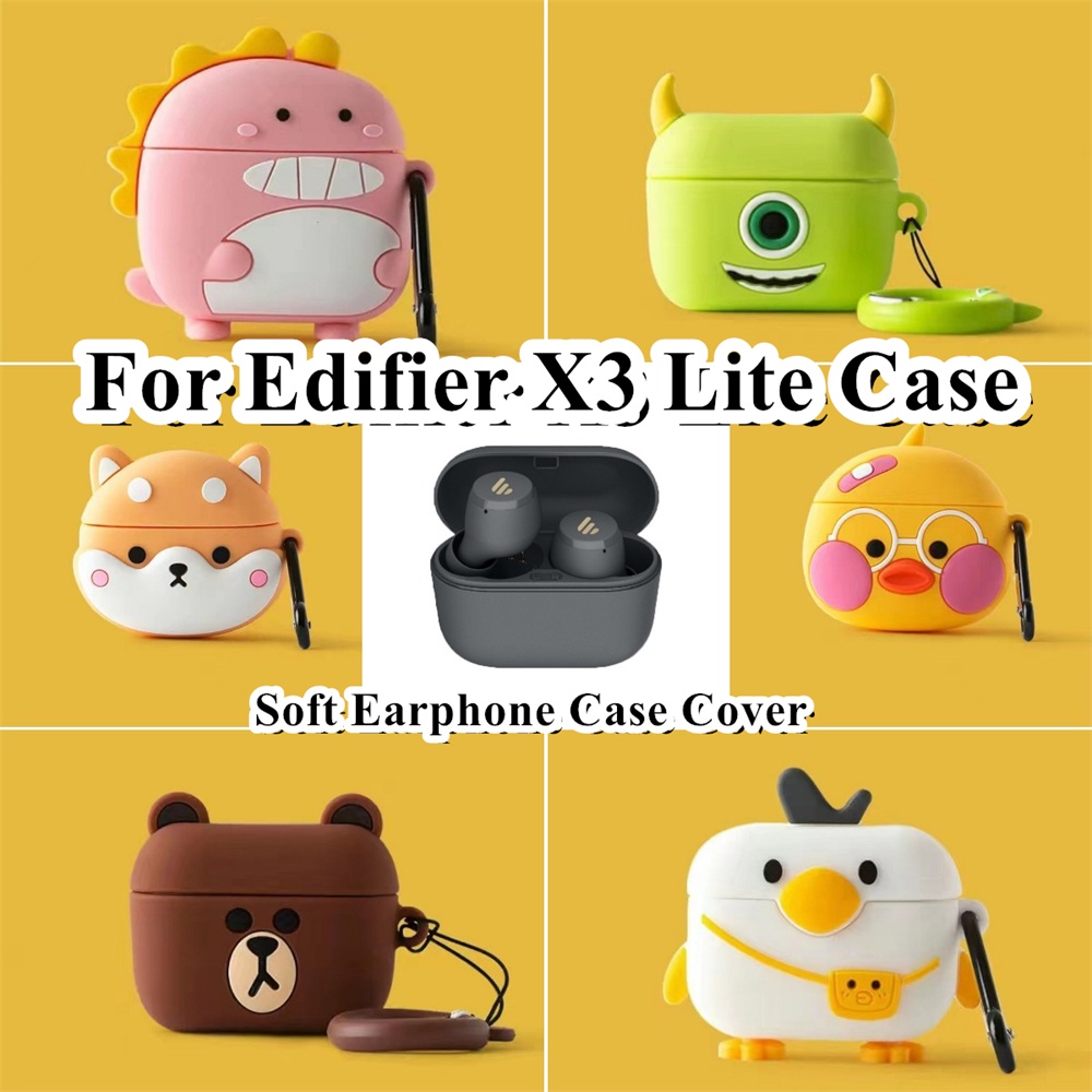 Fast ShipmentFor Edifier X3 Lite กรณีคู่น่ารักการ์ตูนซิลิโคนอ่อนนุ่มหูฟังกรณีปลอกฝาครอบ