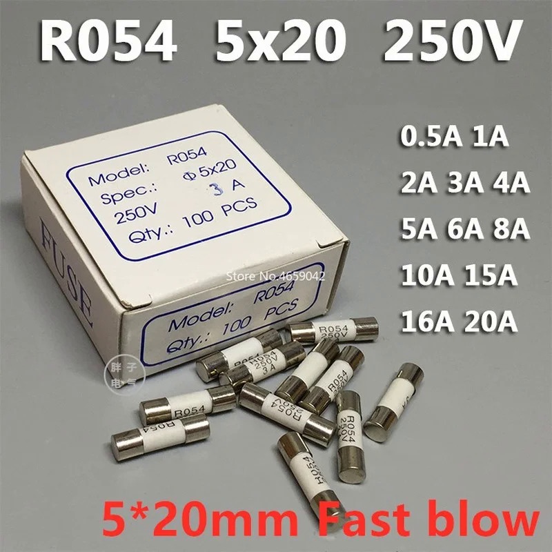 10 ชิ้น RO54 R054 5*20 มม.ฟิวส์เซรามิค 5x25 Fast Blow ฟิวส์ 250V 0.5A 1A 2A 3A 4A 5A 6A 8A 10A 13A 1