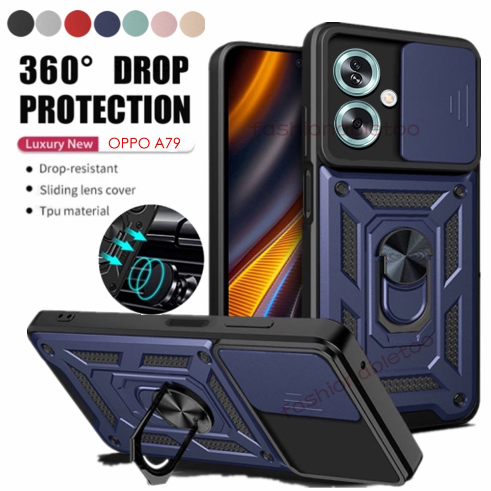เคสโทรศัพท์มือถือ กันกระแทก ป้องกันเลนส์กล้อง พร้อมแหวนขาตั้ง สําหรับ Oppo A79 A59 A 79 A 59 OppoA79 OppoA59 5G 2023 CPH2553