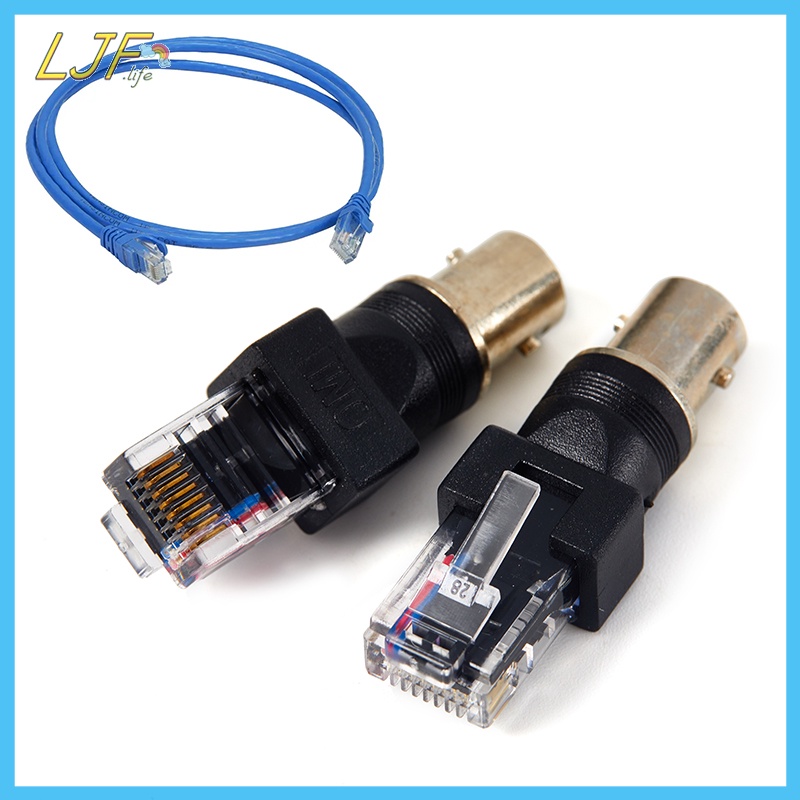 Ljf อะแดปเตอร์แจ็คเชื่อมต่อ BNC ตัวเมีย เป็น RJ45 ตัวผู้ 1 ชิ้น