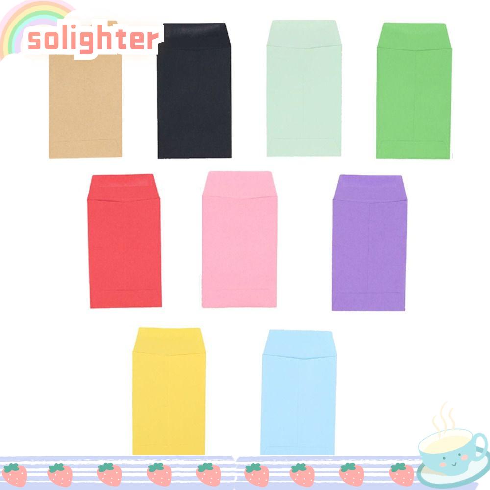 Solighter ถุงกระดาษคราฟท์ ขนาดเล็ก 6x9 ซม. สีชมพู สีฟ้า สําหรับใส่ขนม คุกกี้ 100 ชิ้น