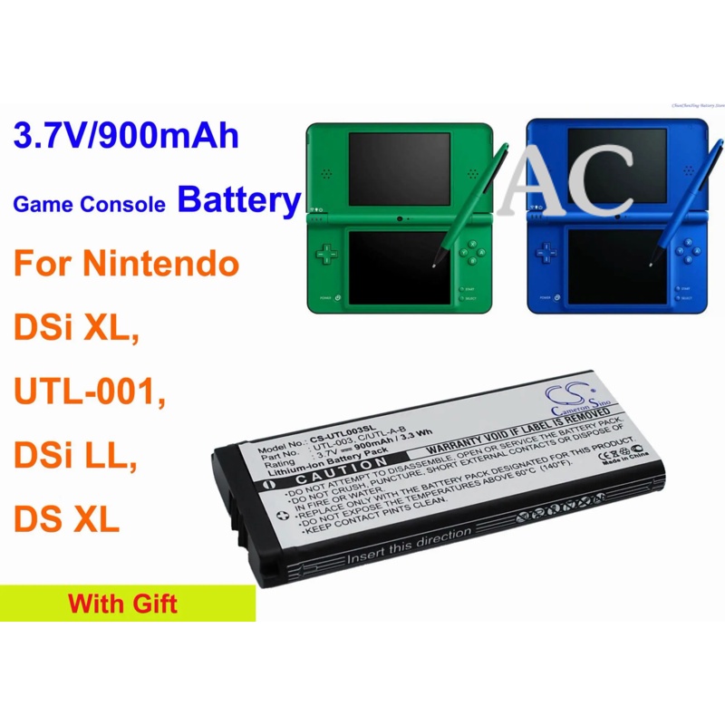 AC Cameron Sino 900mAh Battery C/UTL-A-BP, UTL-003 for Nintendo DS XL, DSi LL, DSi XL, UTL-001