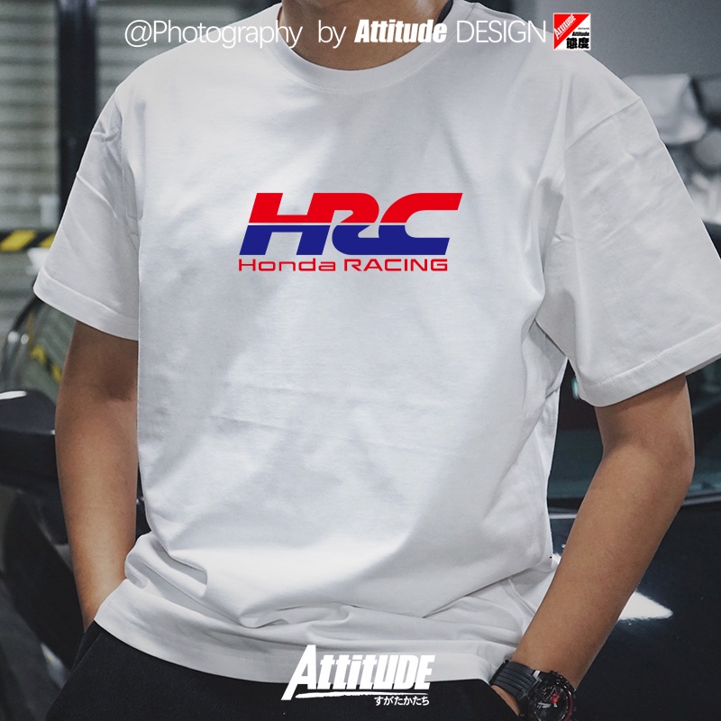 Attitude เสื้อยืดคอกลม แขนสั้น ผ้าฝ้ายแท้ ลายรถจักรยานยนต์ Honda HRC